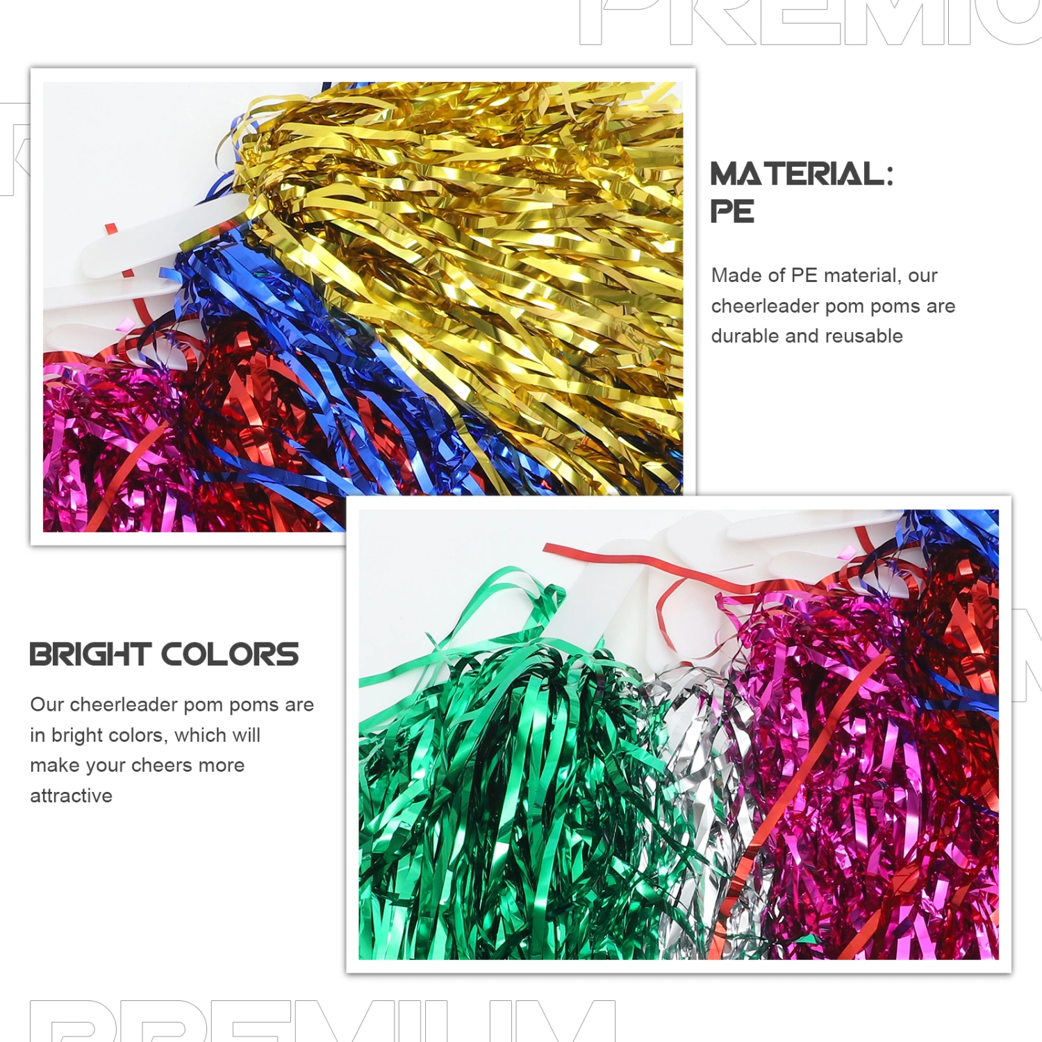 12Pcs Cheering Squad Pompoms Handled Cheering Poms Sports Games Dance Pompoms