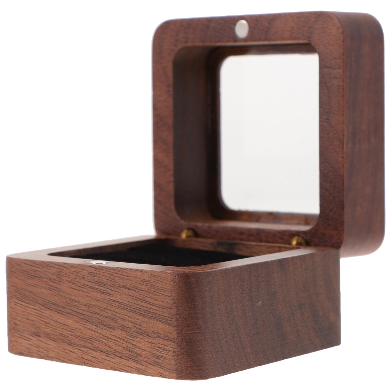 Square Double Ring Box Wedding Ceremony Engagement Ring Case Wooden Ring Holder