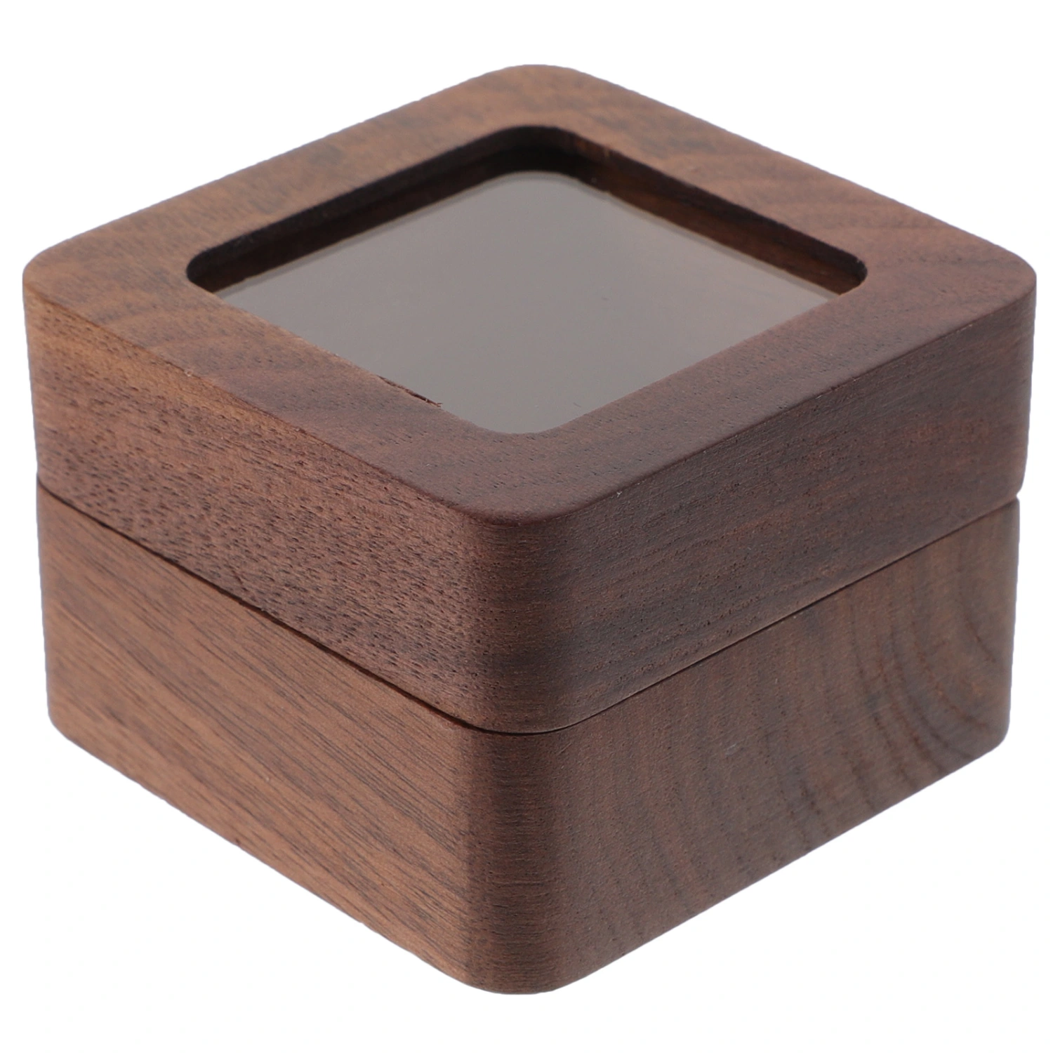 Square Double Ring Box Wedding Ceremony Engagement Ring Case Wooden Ring Holder