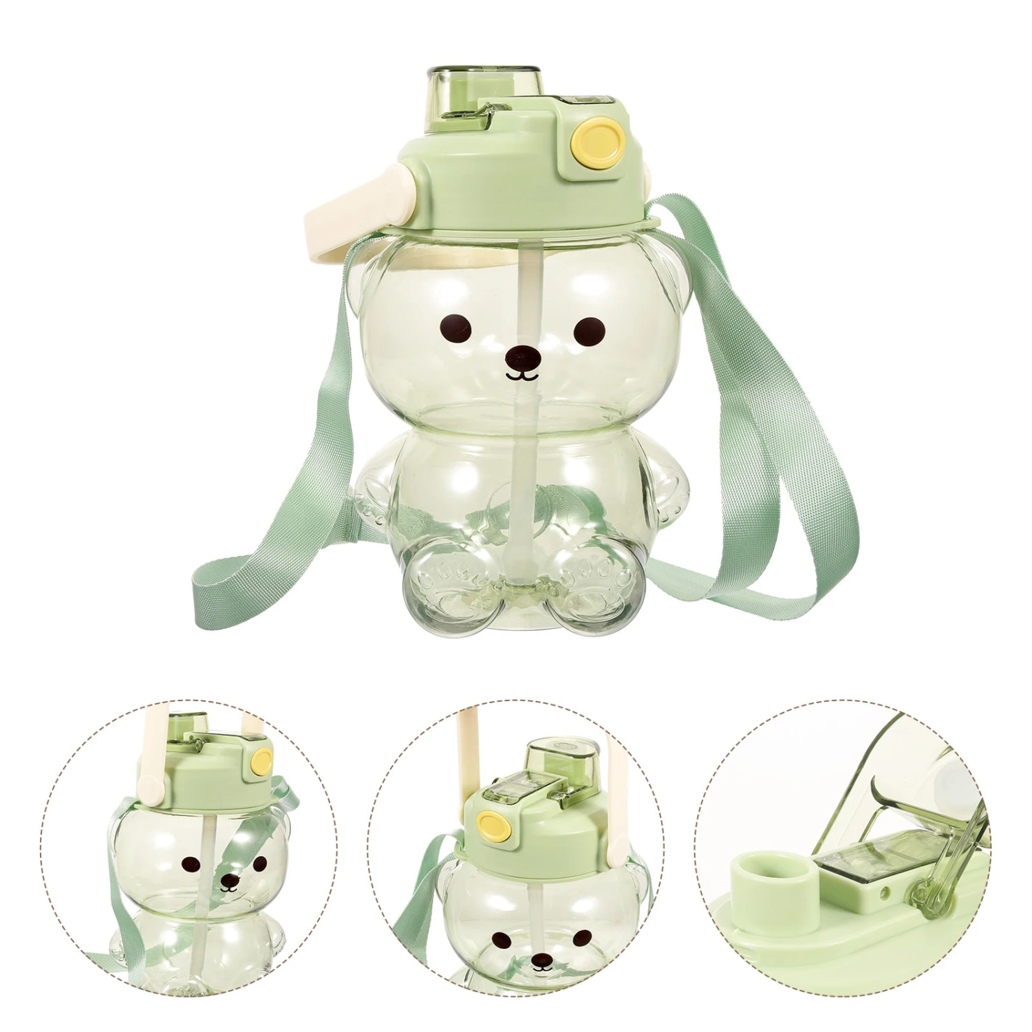 Bear Water Bottle Large Bear Shaped Cute Drinking Bottle Travel Drinking Water Cup with Straw
