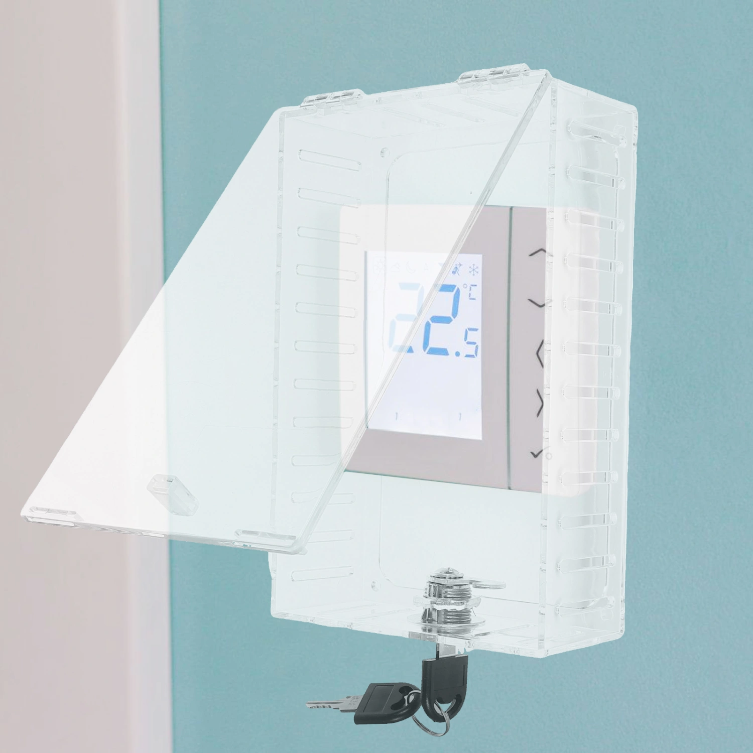 1 Set Thermostat Lock Box Plastic Thermostat Guard Wall Keyed Thermostat Protective Box