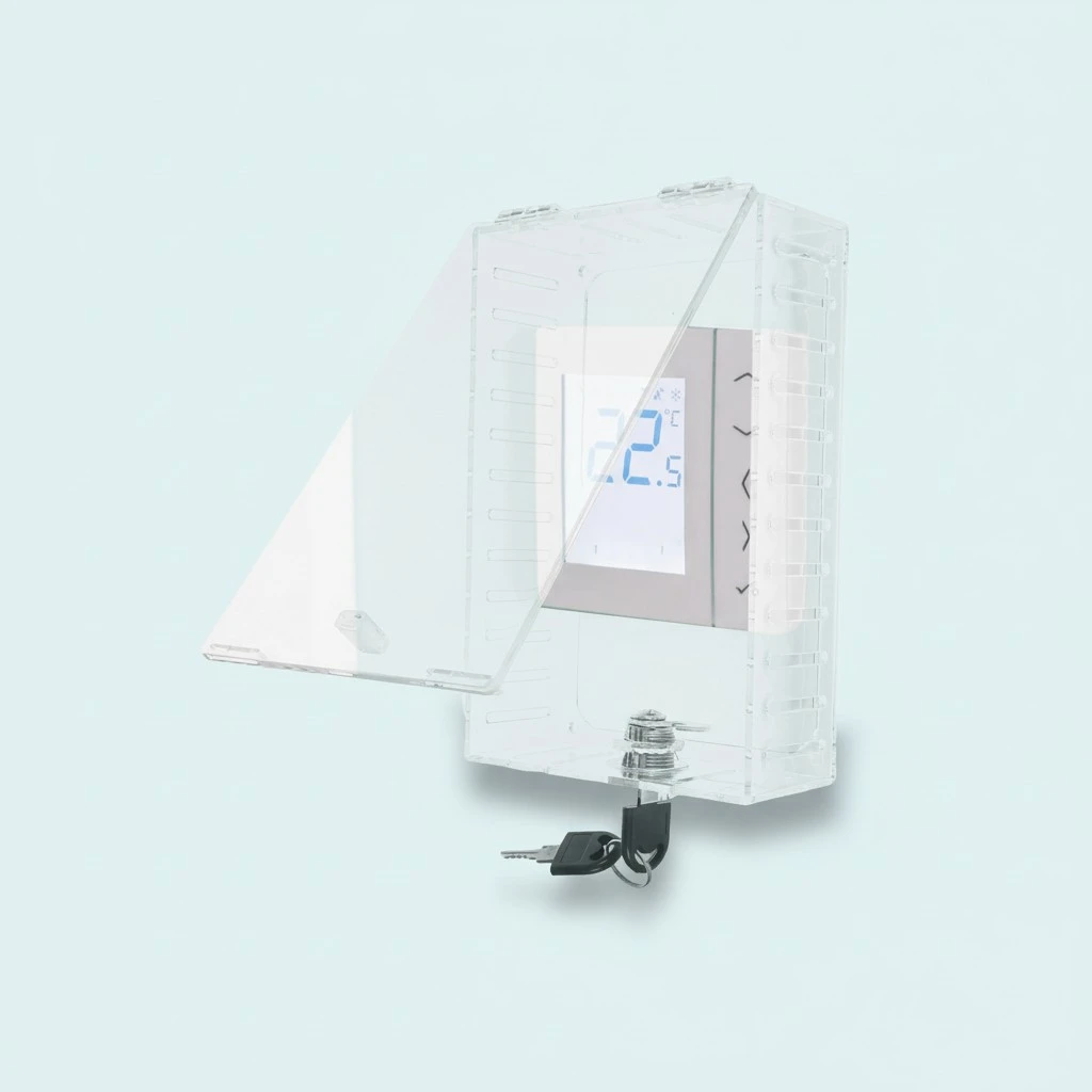1 Set Thermostat Lock Box Plastic Thermostat Guard Wall Keyed Thermostat Protective Box
