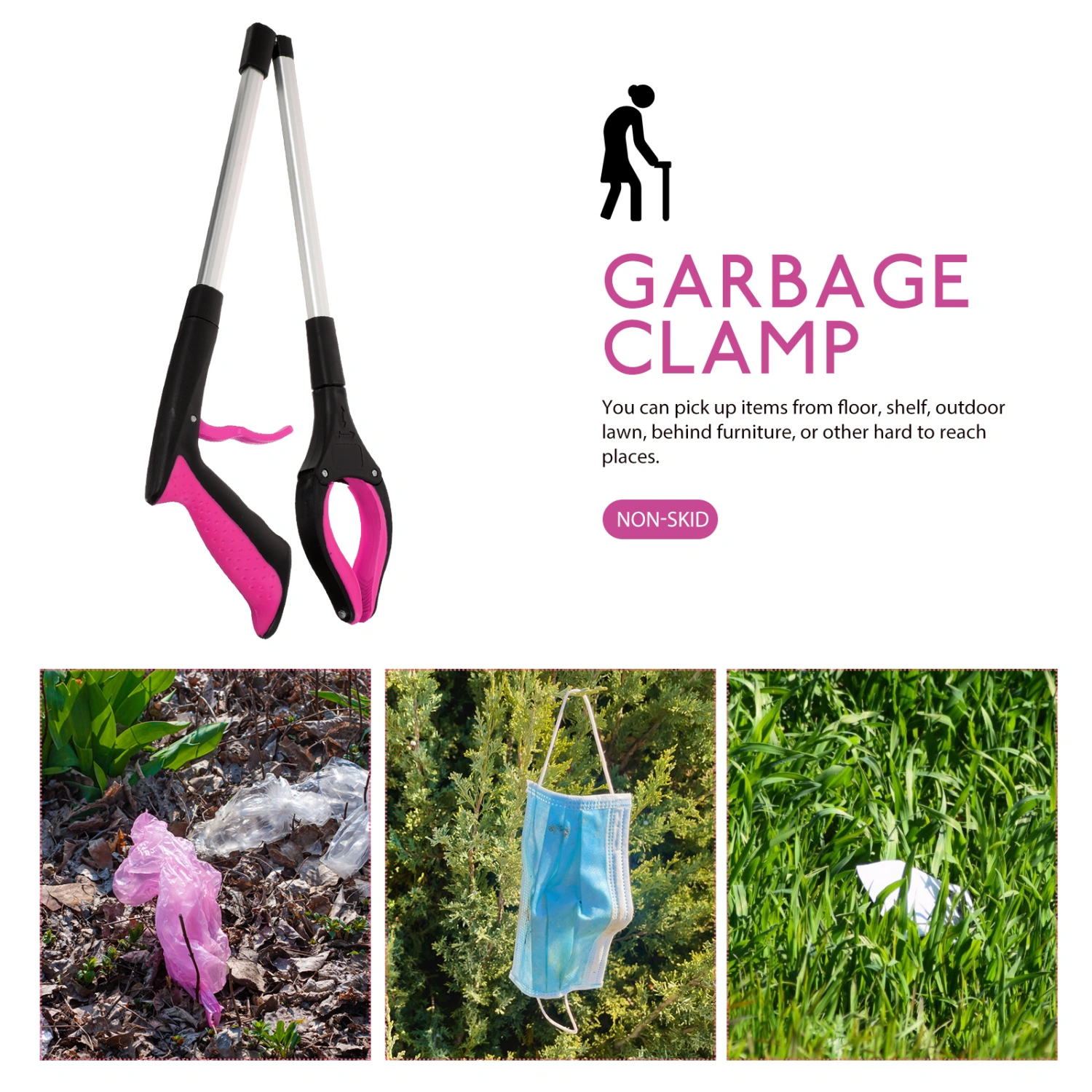 Foldable Grabber Tool Trash Pick Up Tool Litter Picker Grabber Reaching Assist Tool