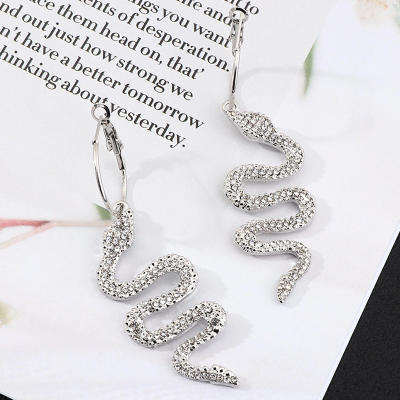 1 Pair Snake Earrings Rhinestone Snake Dangle Earrings Decorative Earrings Women Earrings