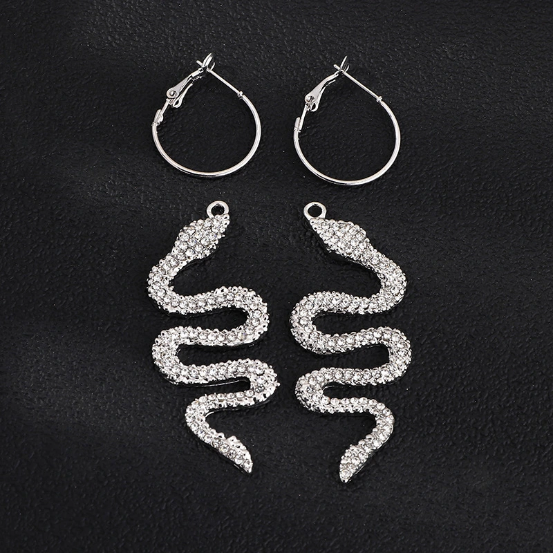1 Pair Snake Earrings Rhinestone Snake Dangle Earrings Decorative Earrings Women Earrings
