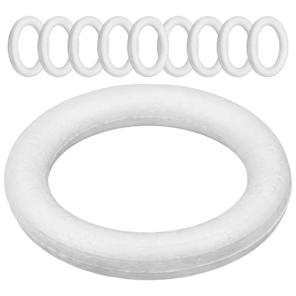 6Pcs Blank Foams Circle DIY Painting Foam Crafts Foam Wreath Forms for DIY Crafts Unpainted Rings