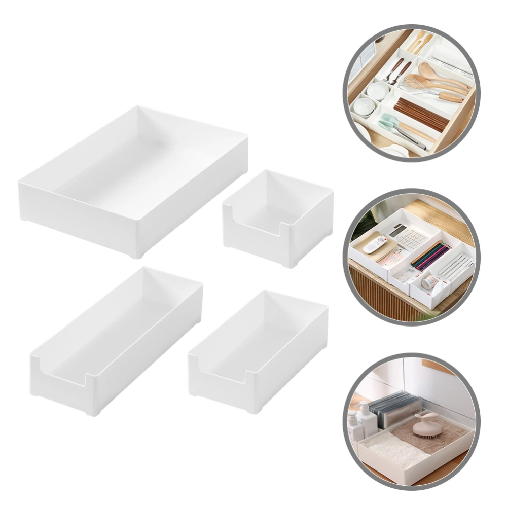 4pcs Stackable Desk Drawer Organizer Desk Dividers Organizers Divider Trays for Makeups Utensil Stationery