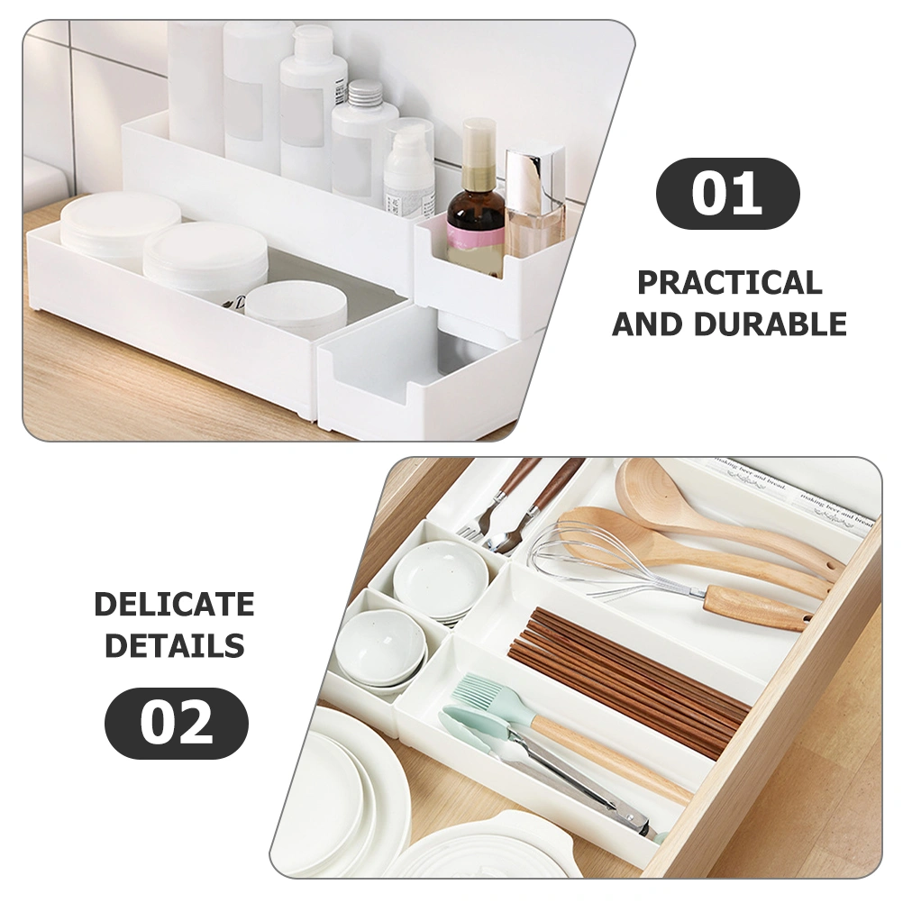 4pcs Stackable Desk Drawer Organizer Desk Dividers Organizers Divider Trays for Makeups Utensil Stationery