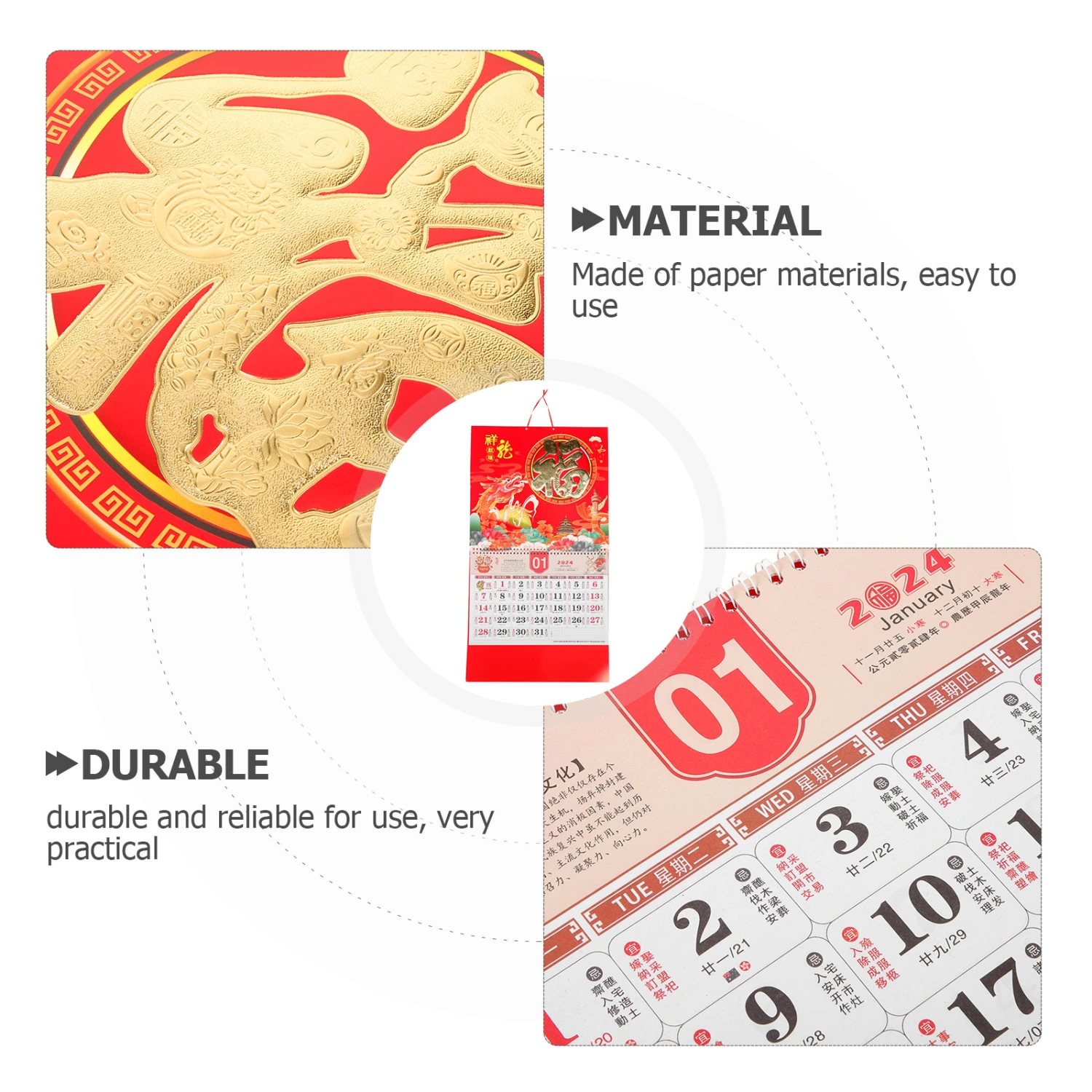 Traditional Daily Calendar Chinese Style Hanging Calendar Household Monthly Calendar