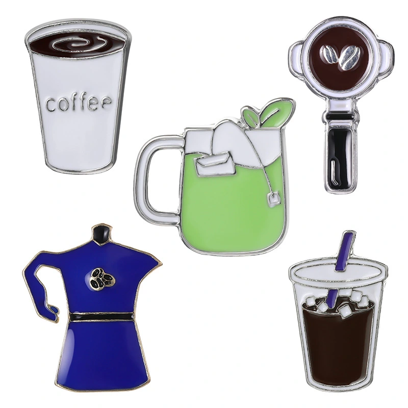 5pcs Creative Coffee Pin Lapel Pin Clothing Brooch Decorative Brooch Backpack Pin