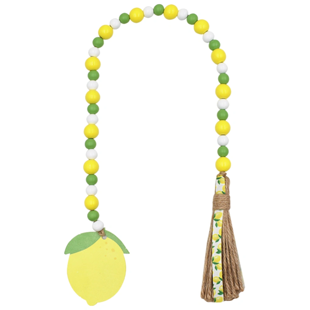 Wooden Beads Garland Rustic Farmhouse Beads Decoration with Lemon Tassel Decor