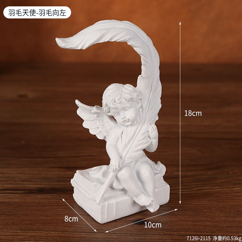 2pcs Resin Angel Figurine Plume Angel Statue Home Tabletop Decor Resin Statue Adornment