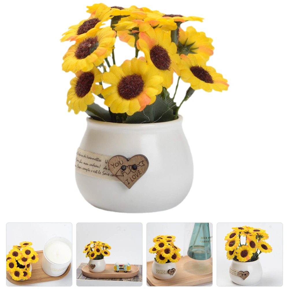 Simulation Sunflower Plant Pot Ornament Fake Plant Pot Chic Bonsai Decor