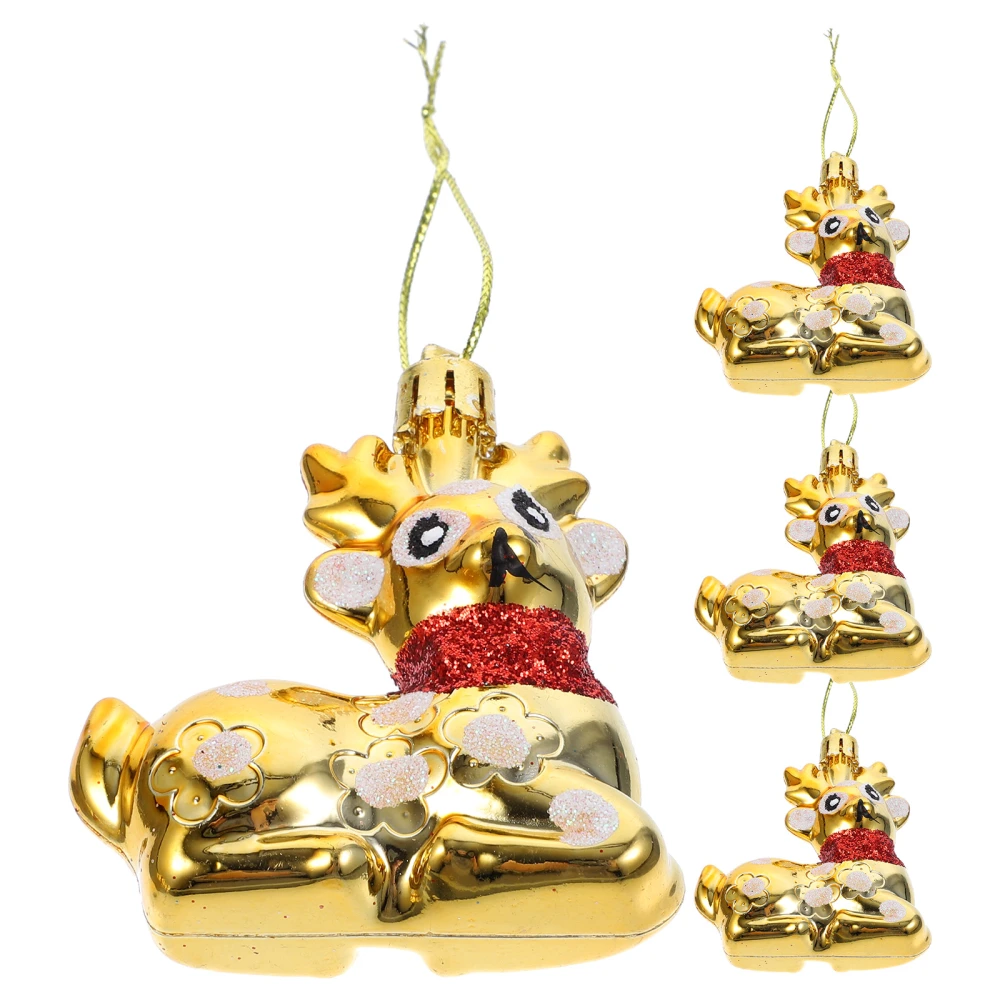 4pcs Christmas Tree Ornaments Christmas Sitting Deer Hanging Decorations