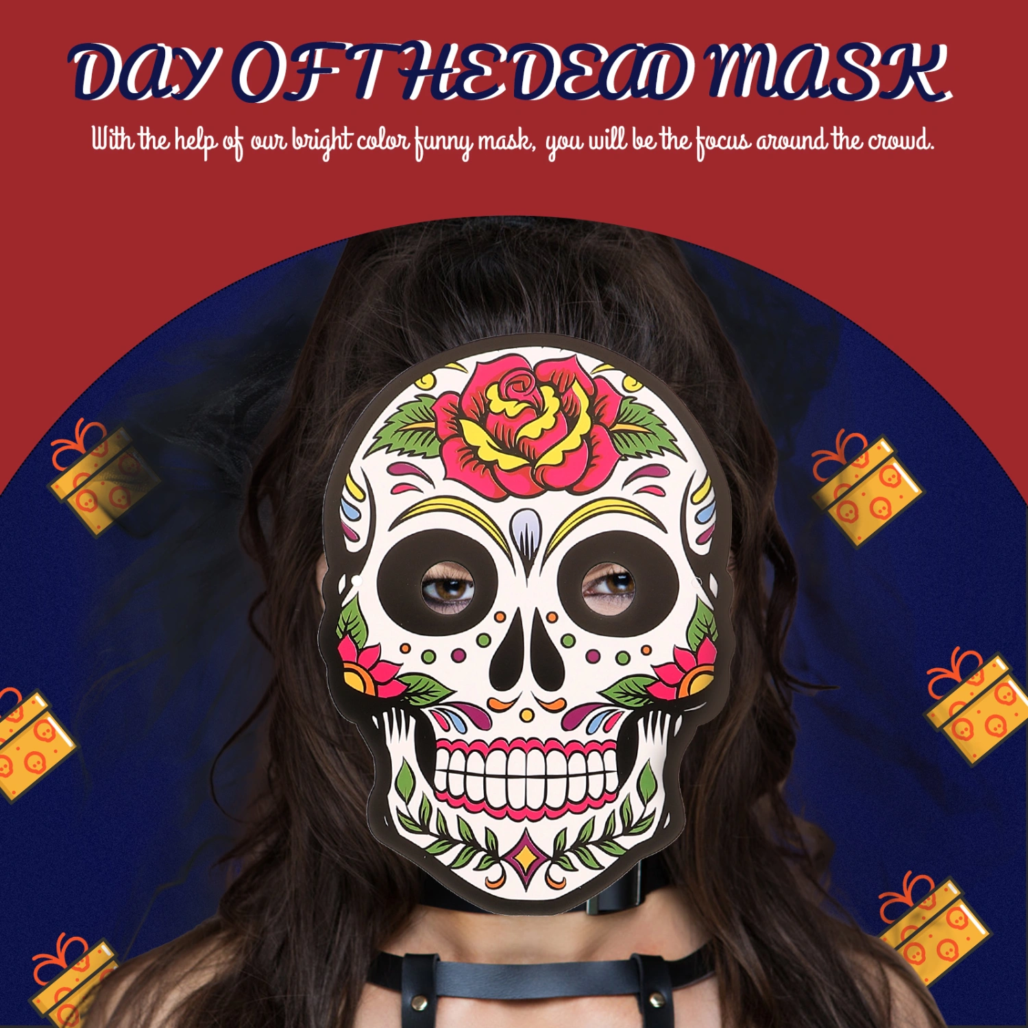 6Pcs Paper Mask Paper Party Mask Day of The Dead Mask Festival Paper Mask Day of The Dead Decor