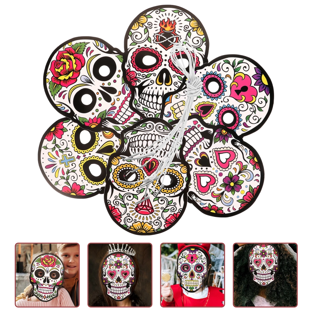 6Pcs Paper Mask Paper Party Mask Day of The Dead Mask Festival Paper Mask Day of The Dead Decor