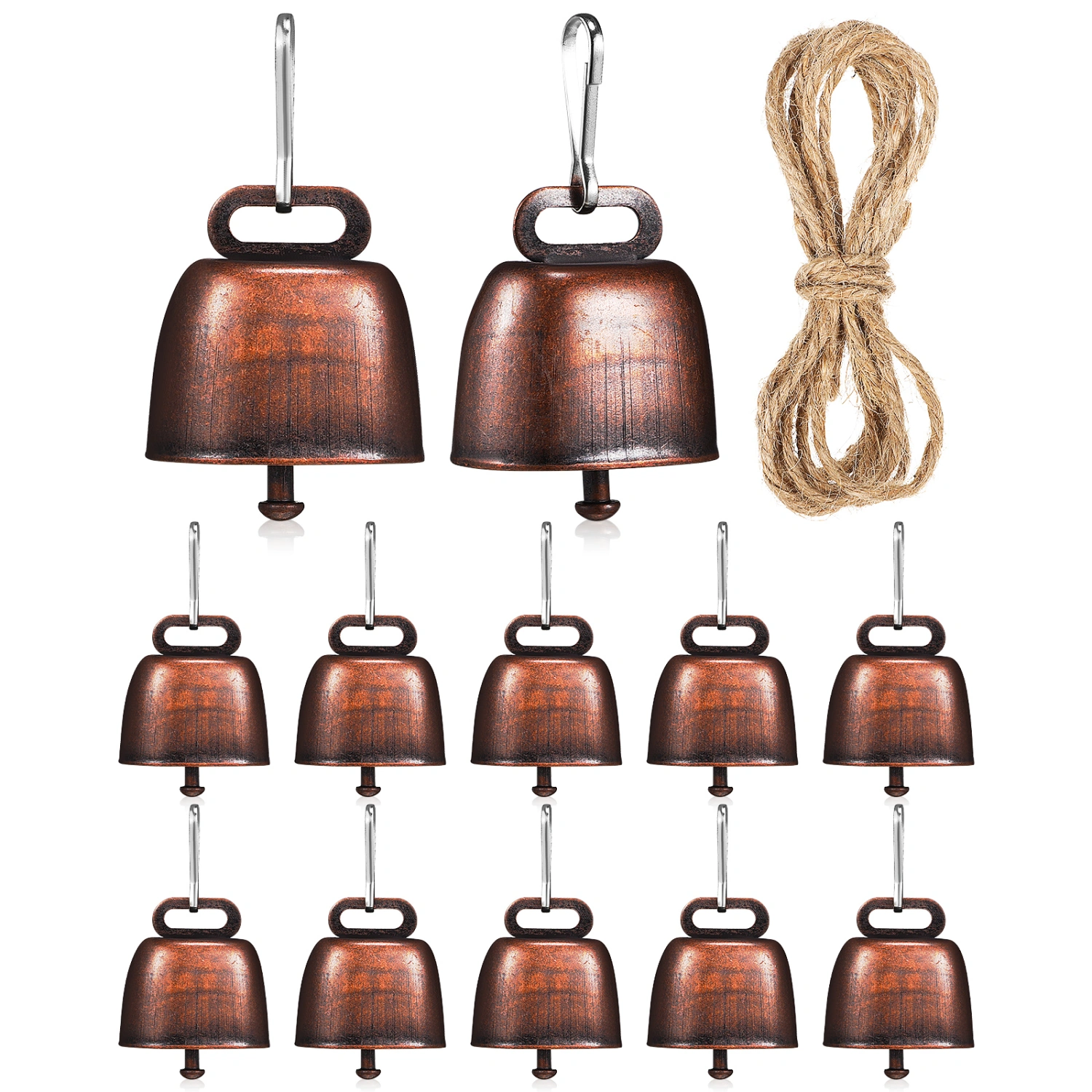 12Pcs Cow Horse Sheep Grazing Bells Anti-lost Small Metal Cowbell Loud Bells for Farm Animal