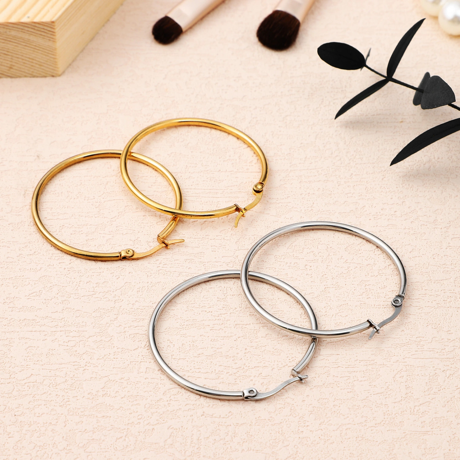 2 Pairs of Hoop Earrings Exaggerated Circle Earrings Statement Round Earrings Jewelry