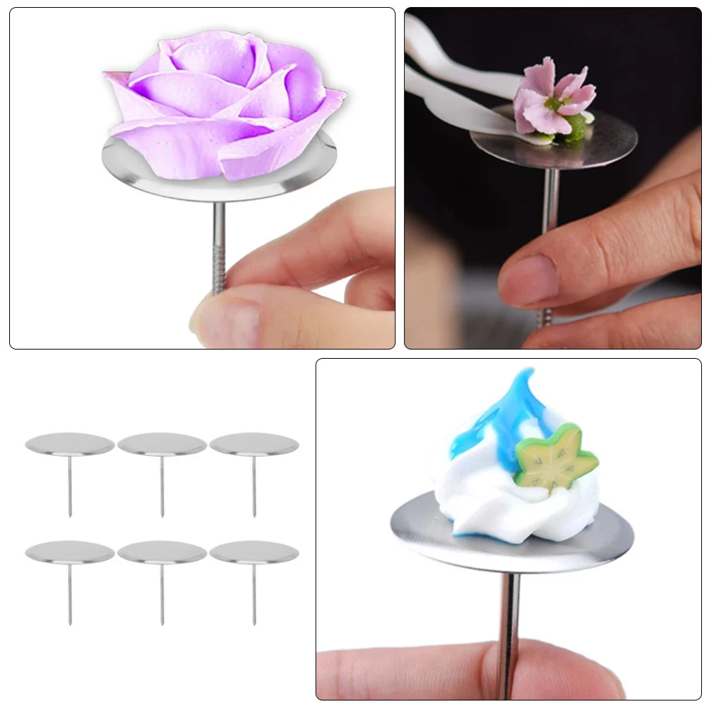 6pcs Stainless Steel Cake Flower Needles Pastry Nails Cake Baking Tools Decorating Nails