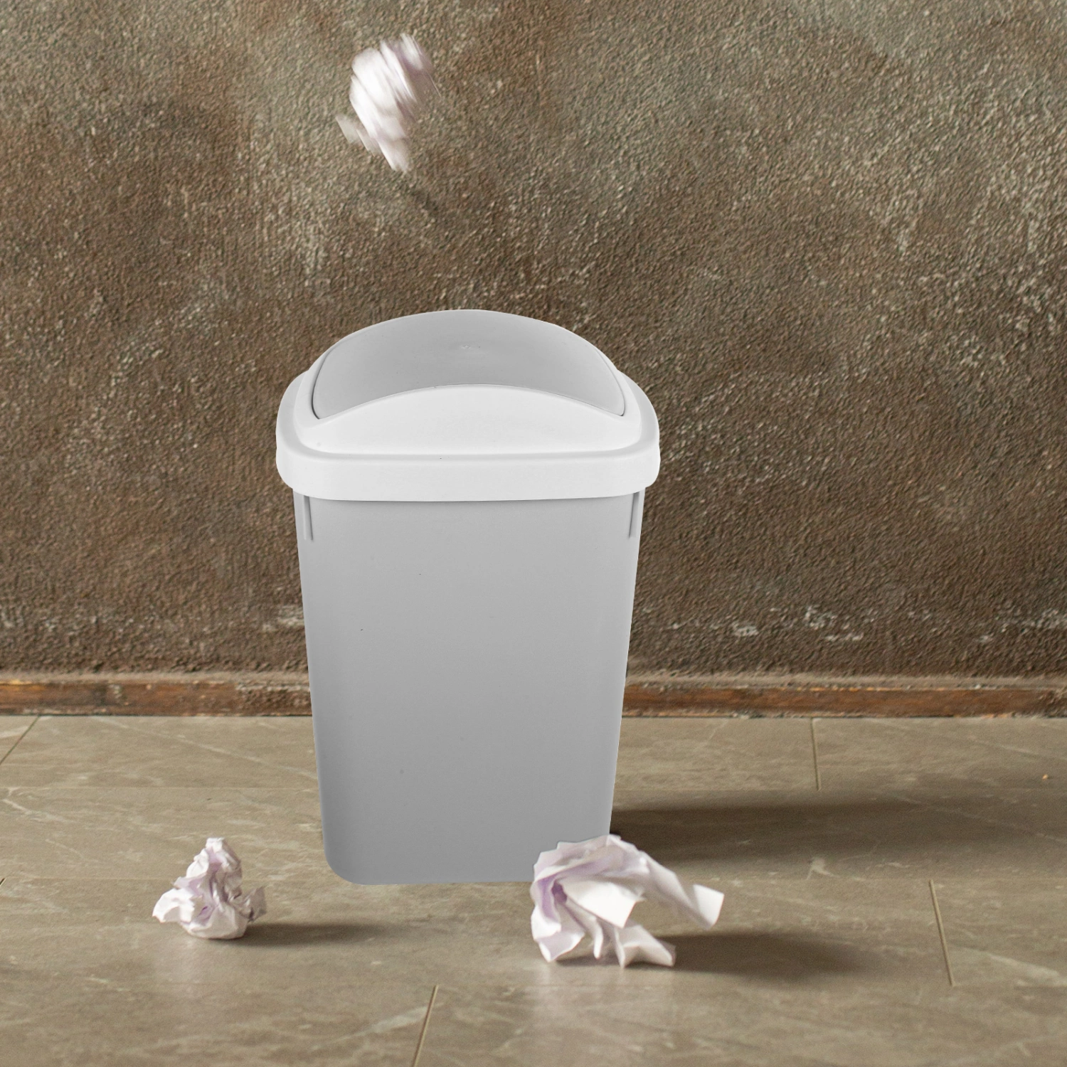 Kitchen Garbage Can Household Plastic Trash Can with Swing Lid Living Room Trash Bin