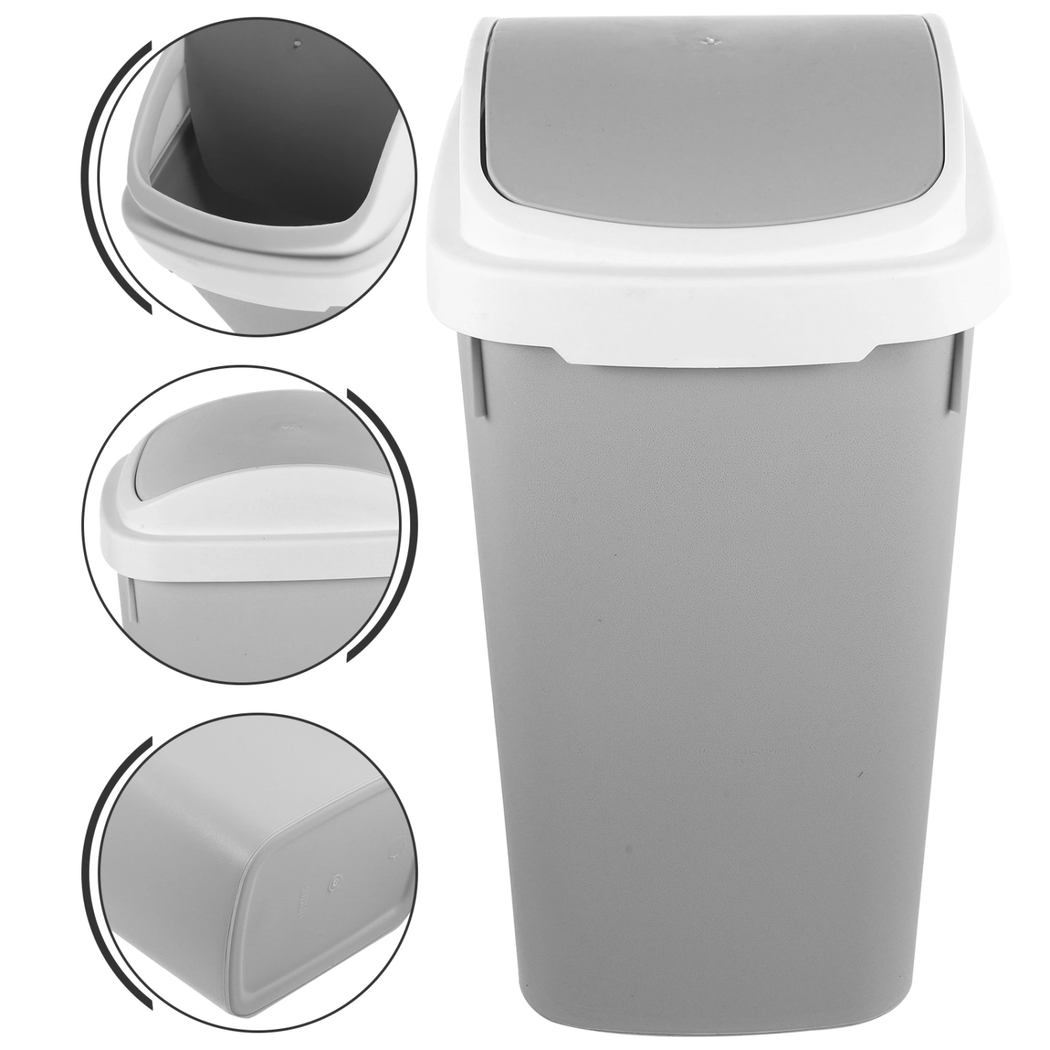 Kitchen Garbage Can Household Plastic Trash Can with Swing Lid Living Room Trash Bin