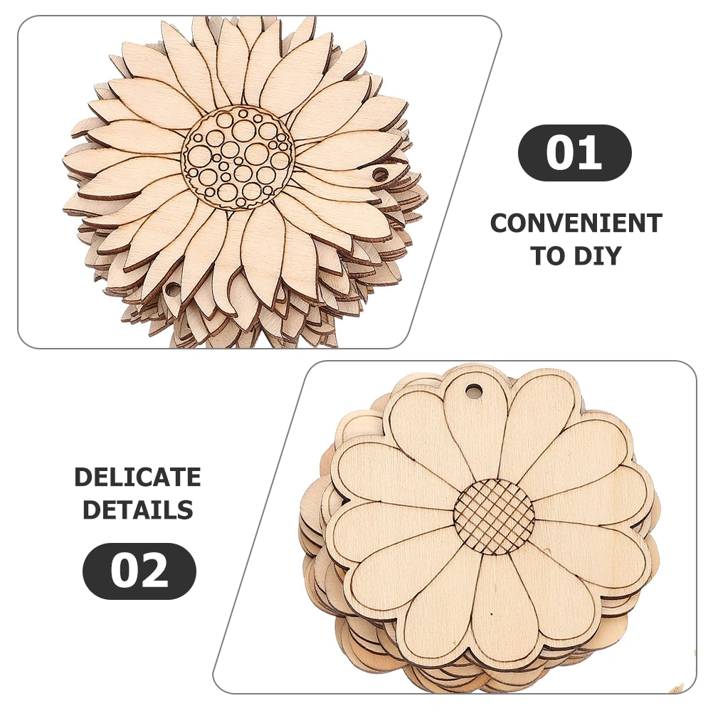 30Pcs Flowers Unfinished Wooden Cutouts for Crafts Flower Wood Slices Flower Wooden Paint Crafts