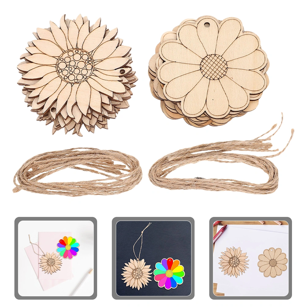 30Pcs Flowers Unfinished Wooden Cutouts for Crafts Flower Wood Slices Flower Wooden Paint Crafts