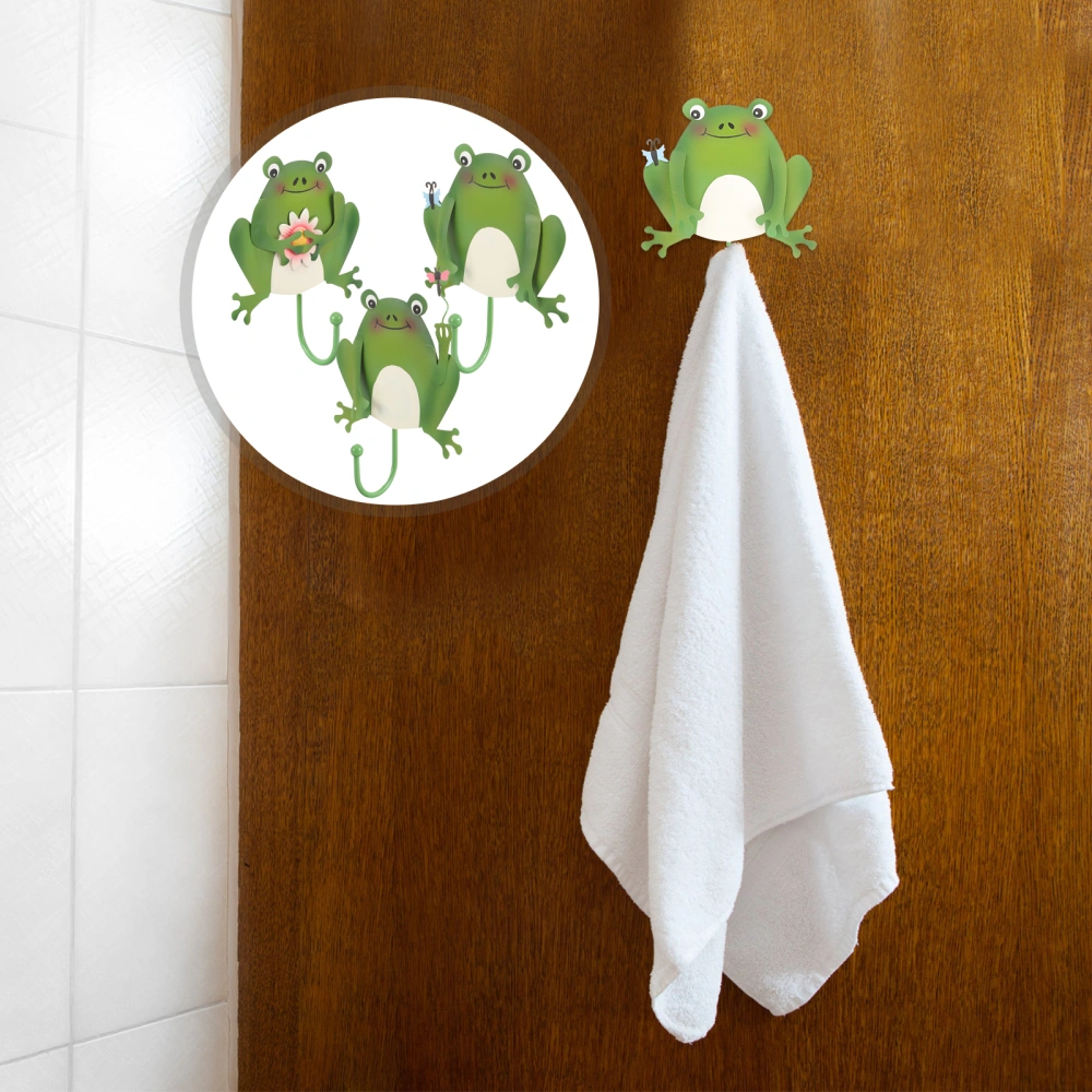 3pcs Wall Hanging Hooks Key Holder Frog Shape Wall Organizer Hook Novelty Key Hook