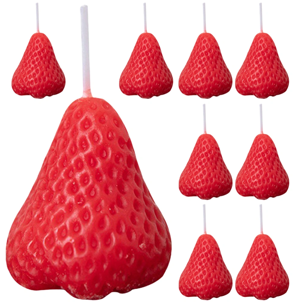 9pcs Strawberry Shaped Scented Candles Decorative Candle for Birthday Wedding Party