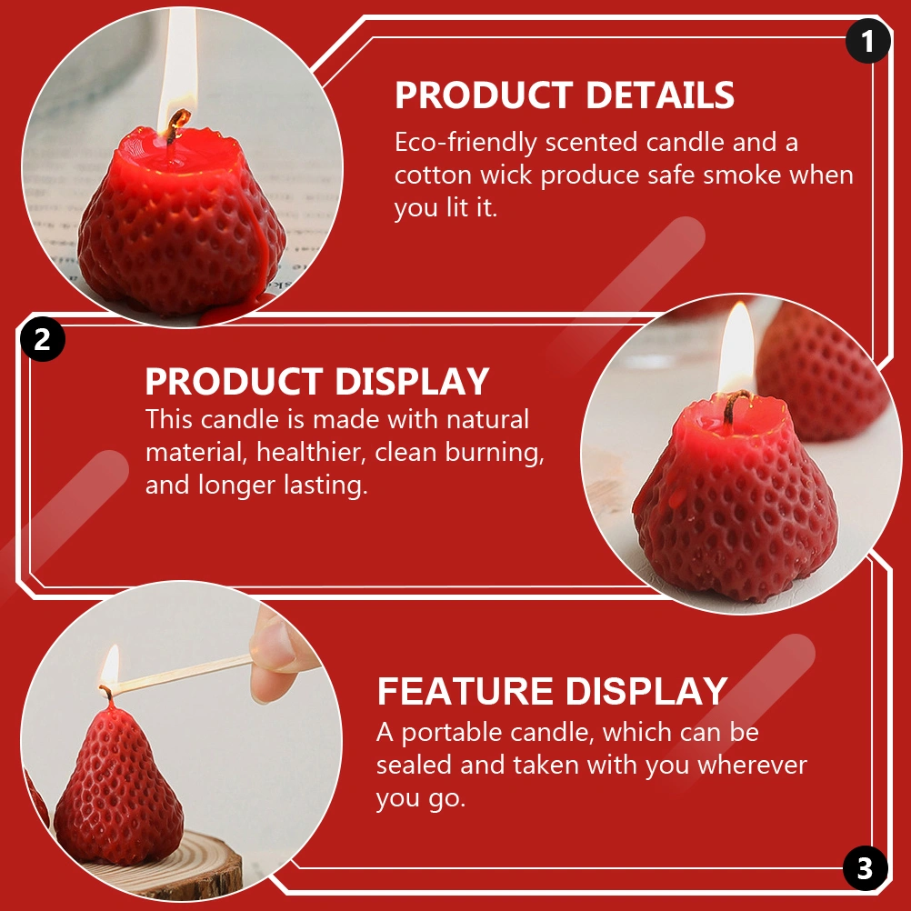 9pcs Strawberry Shaped Scented Candles Decorative Candle for Birthday Wedding Party