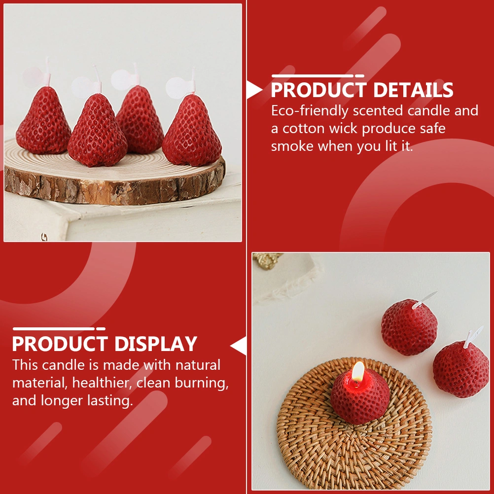 9pcs Strawberry Shaped Scented Candles Decorative Candle for Birthday Wedding Party