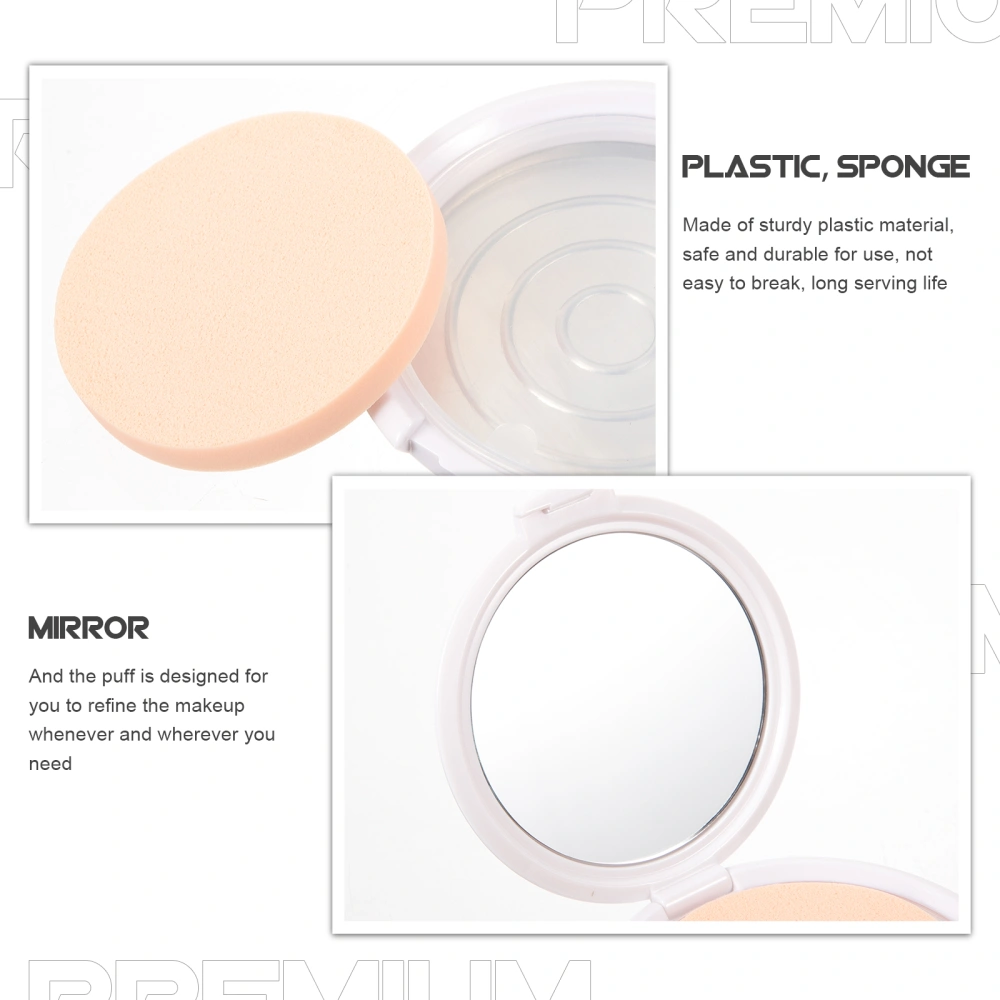 2pcs Round Cosmetic Cream Case with Powder Puff Liquid Foundation Cream Box