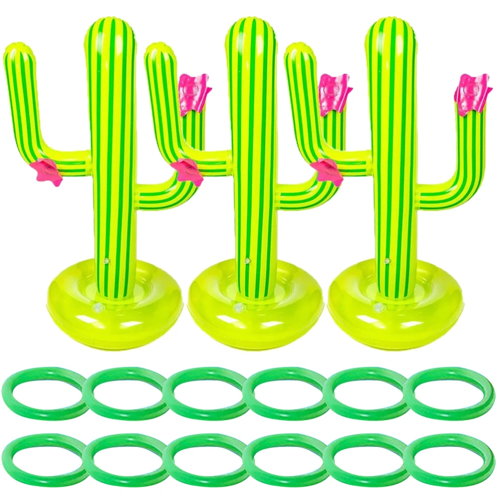 3 sets of Inflatable Cactus Toss Rings Game Floating Inflatable Rings Party Toys