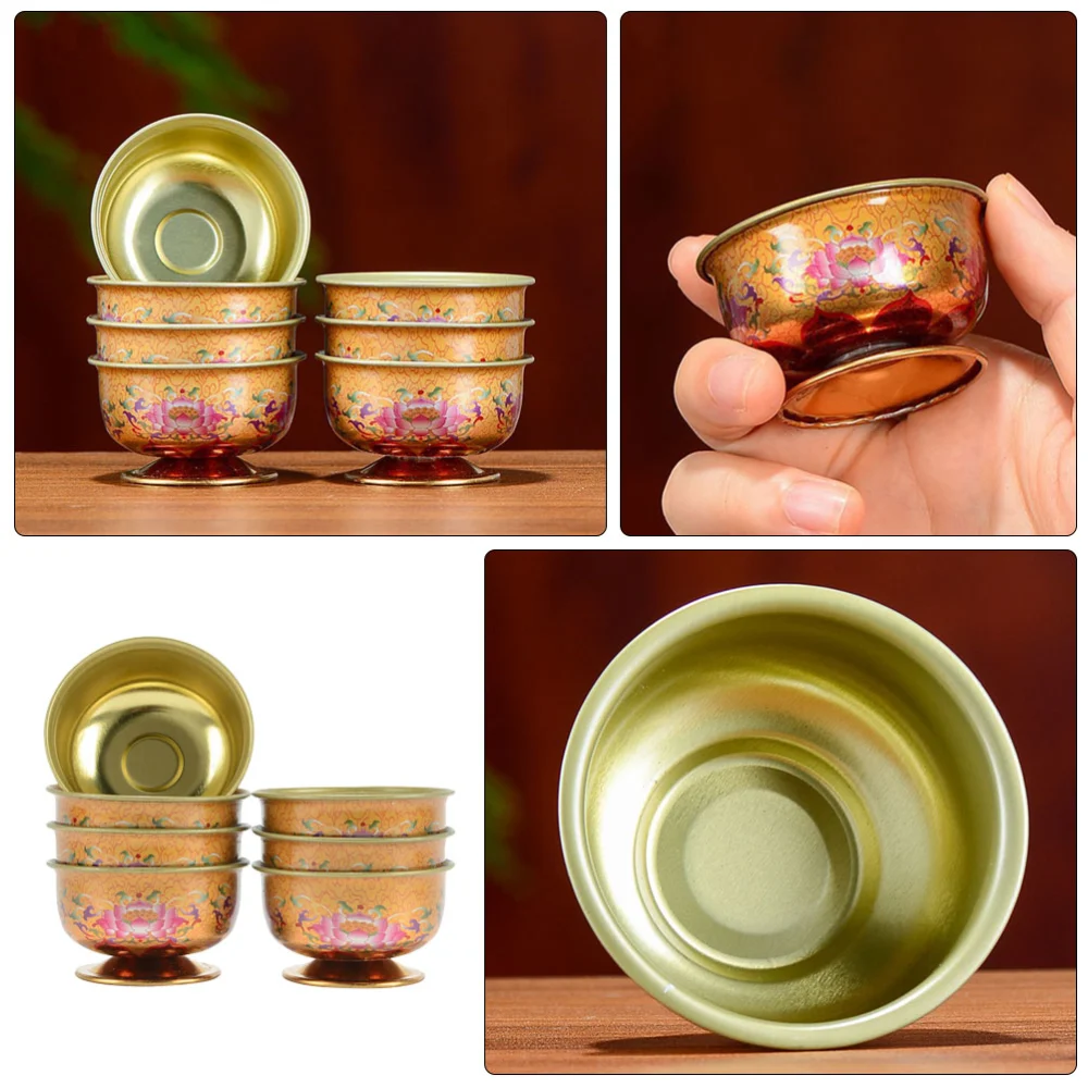 7pcs Alloy Holy Water Offering Cup Delicate Buddhism Offering Bowl Buddhist Offering Cup