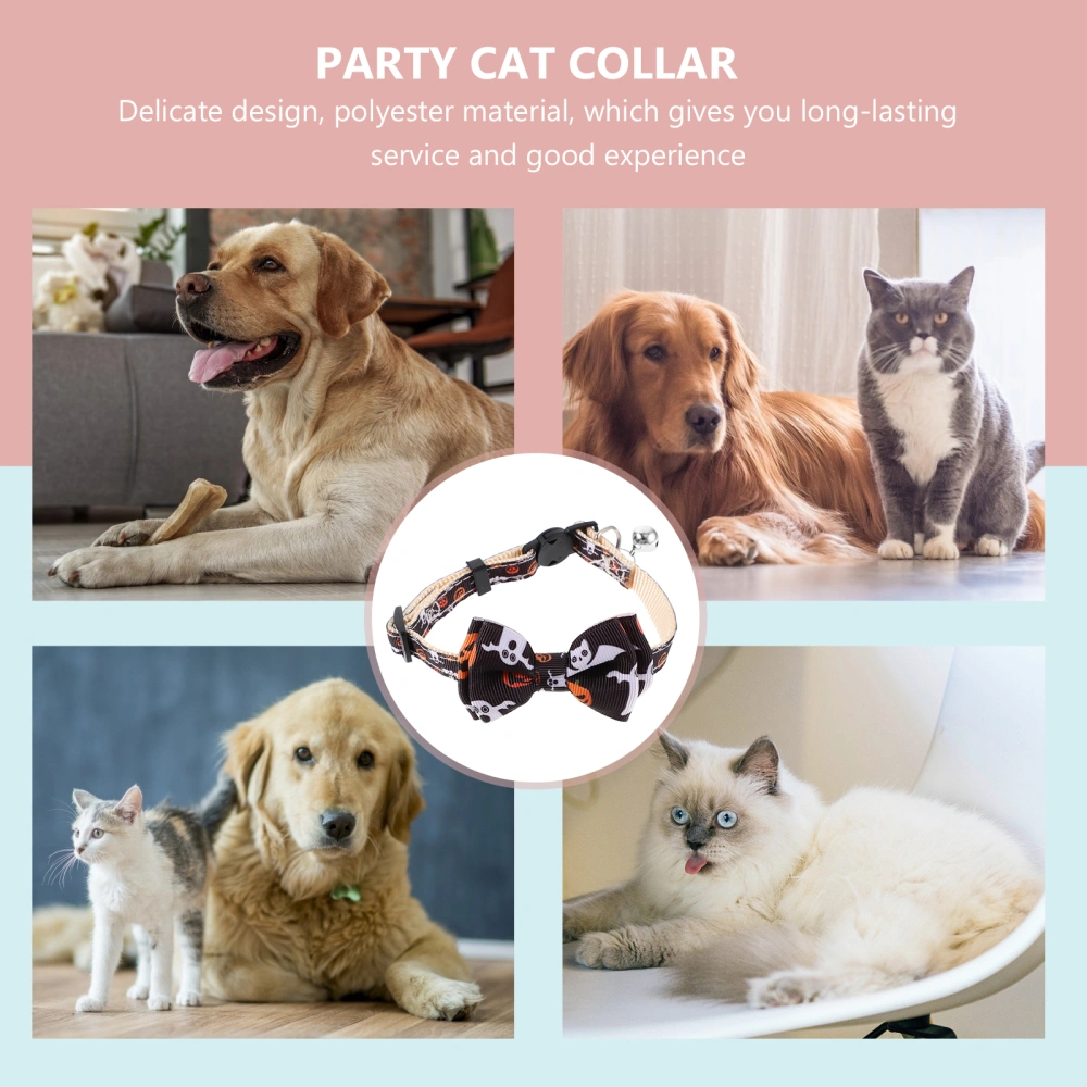 Halloween Cat Collar Adjustable Dog Collar Halloween Elements Pet Collar with Bell