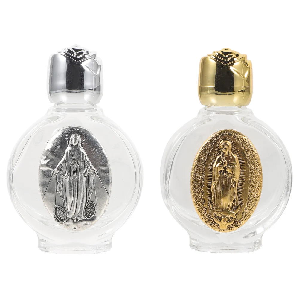 2pcs Glass Holy Water Bottle Embossed Glass Holy Water Bottle Pocket Holy Water Bottles