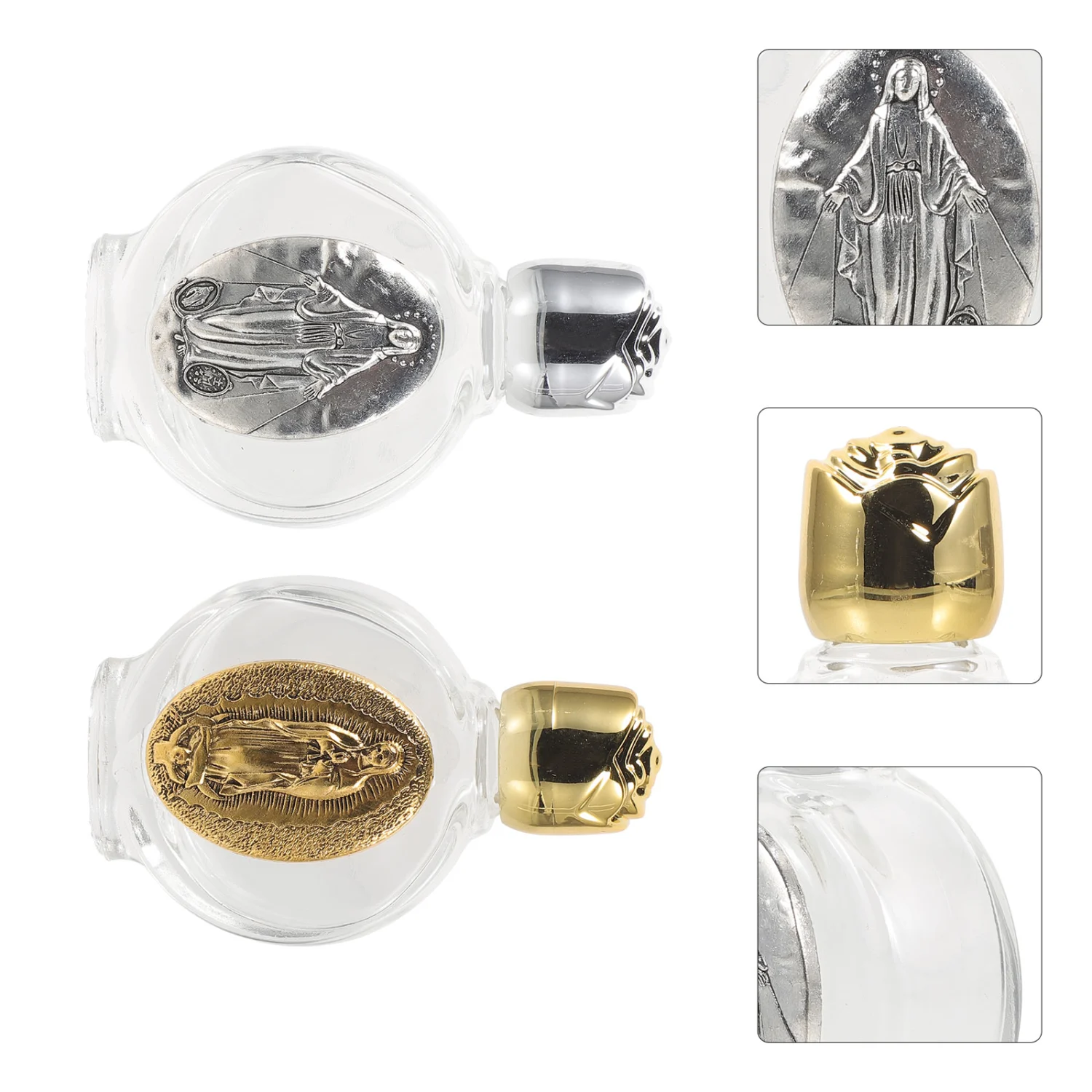2pcs Glass Holy Water Bottle Embossed Glass Holy Water Bottle Pocket Holy Water Bottles
