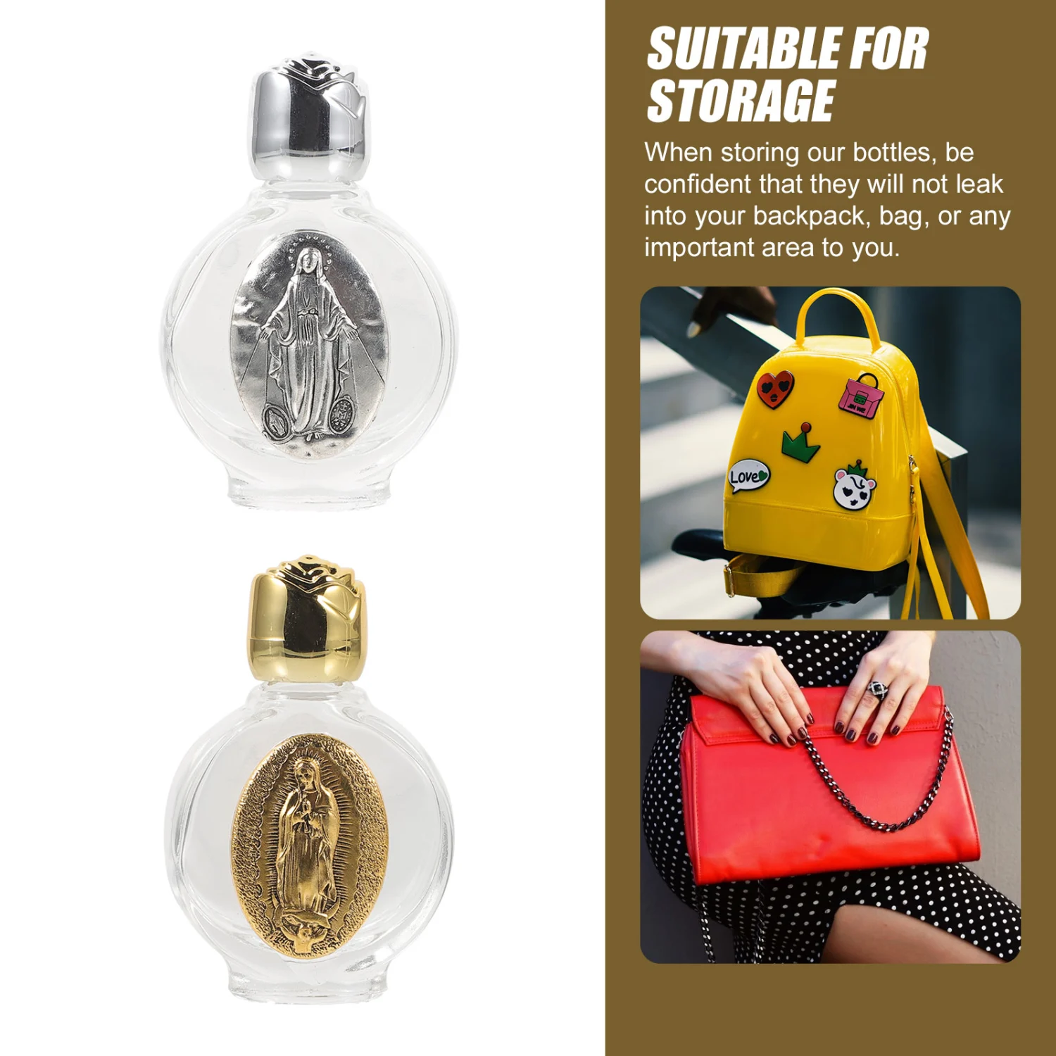 2pcs Glass Holy Water Bottle Embossed Glass Holy Water Bottle Pocket Holy Water Bottles