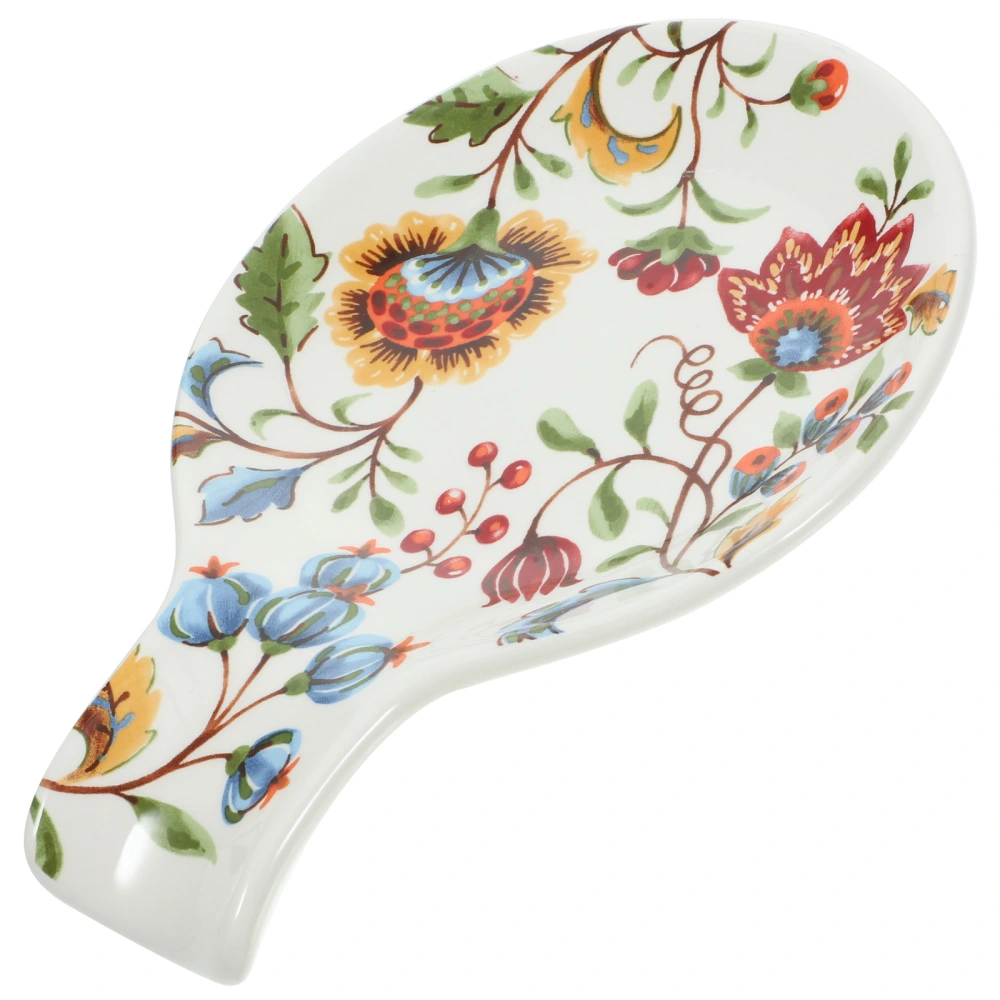 Spoon Rest Spoon Holder Ceramic Spoon Shaped Snack Tray Kitchen Cooking Spoon Rest