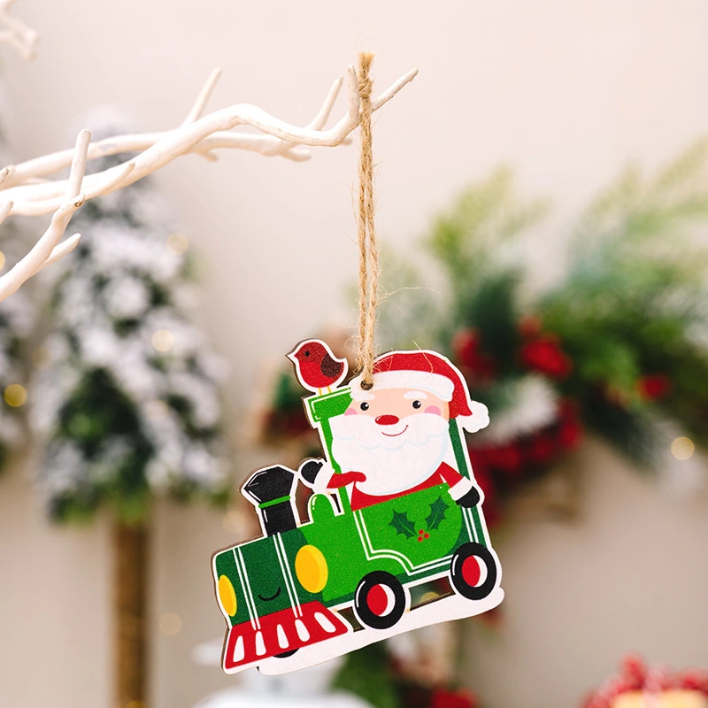 3pcs Christmas Themed Wooden Pendant Xmas Tree Hanging Decoration Cartoon Wooden Sign for Xmas Party