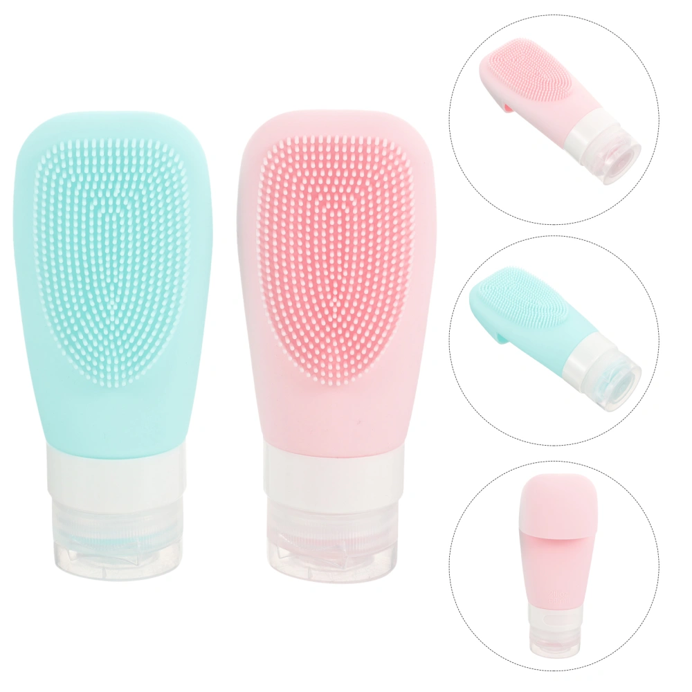 2 pcs Travel Shampoo Bottles Silicone Squeeze Bottle Portable Lotion Bottle Refillable Squeeze Bottles