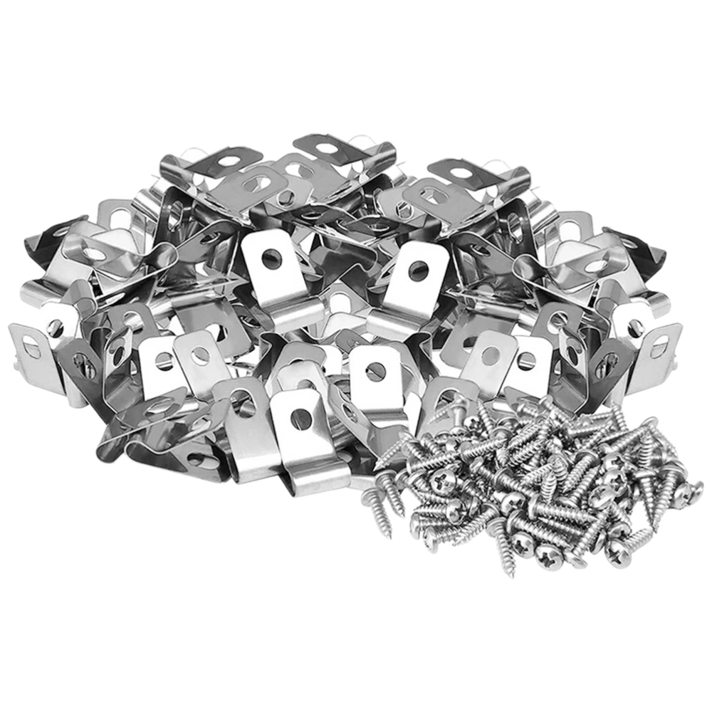 100Pcs Wire Fence Clips Cattle Panel Cage Clips Fence Clamp Aluminum Wire Clip with Screws