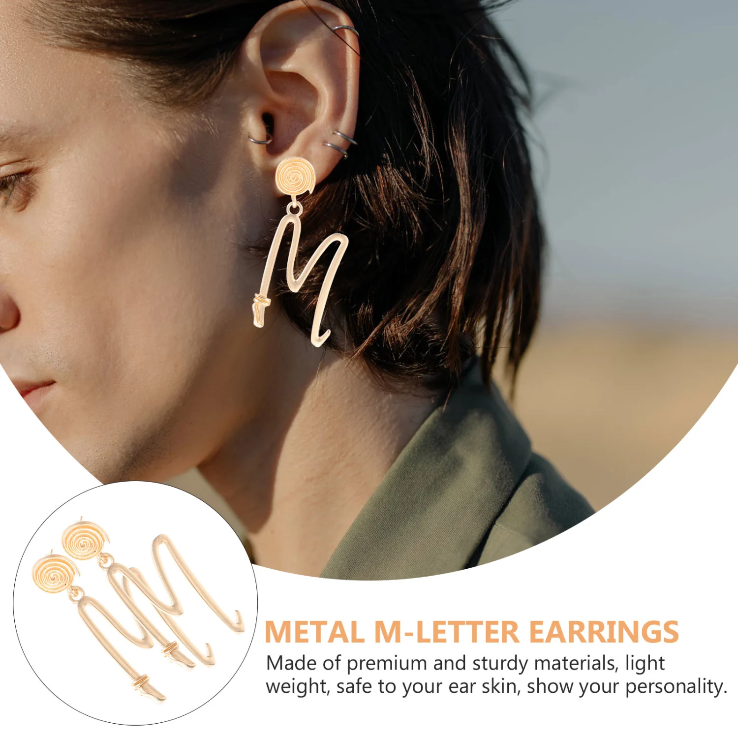 1 Pair Women Ear Studs Letter Stud Earrings Exaggerated Earrings Personalized Ear Jewelry