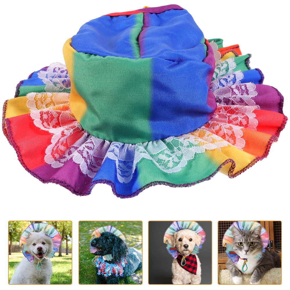 Pride Month Dogs Cats Hat Rainbow Pet Bucket Hat Pet Sun Cap Costume Accessories for Cats Dogs Small Pets