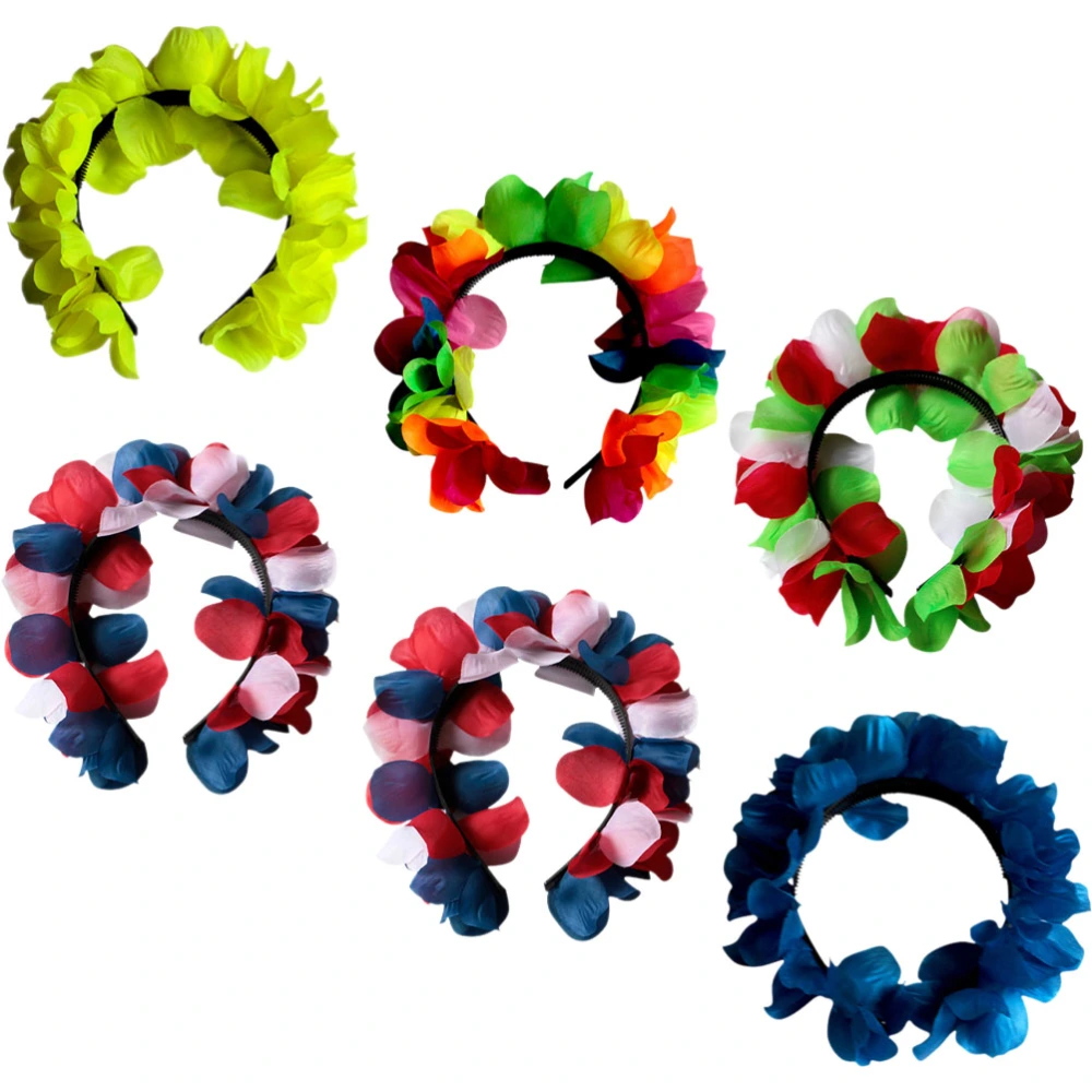 6pcs Tropical Decorations Hawaii Headbands Decorative Headbands Flower Headbands