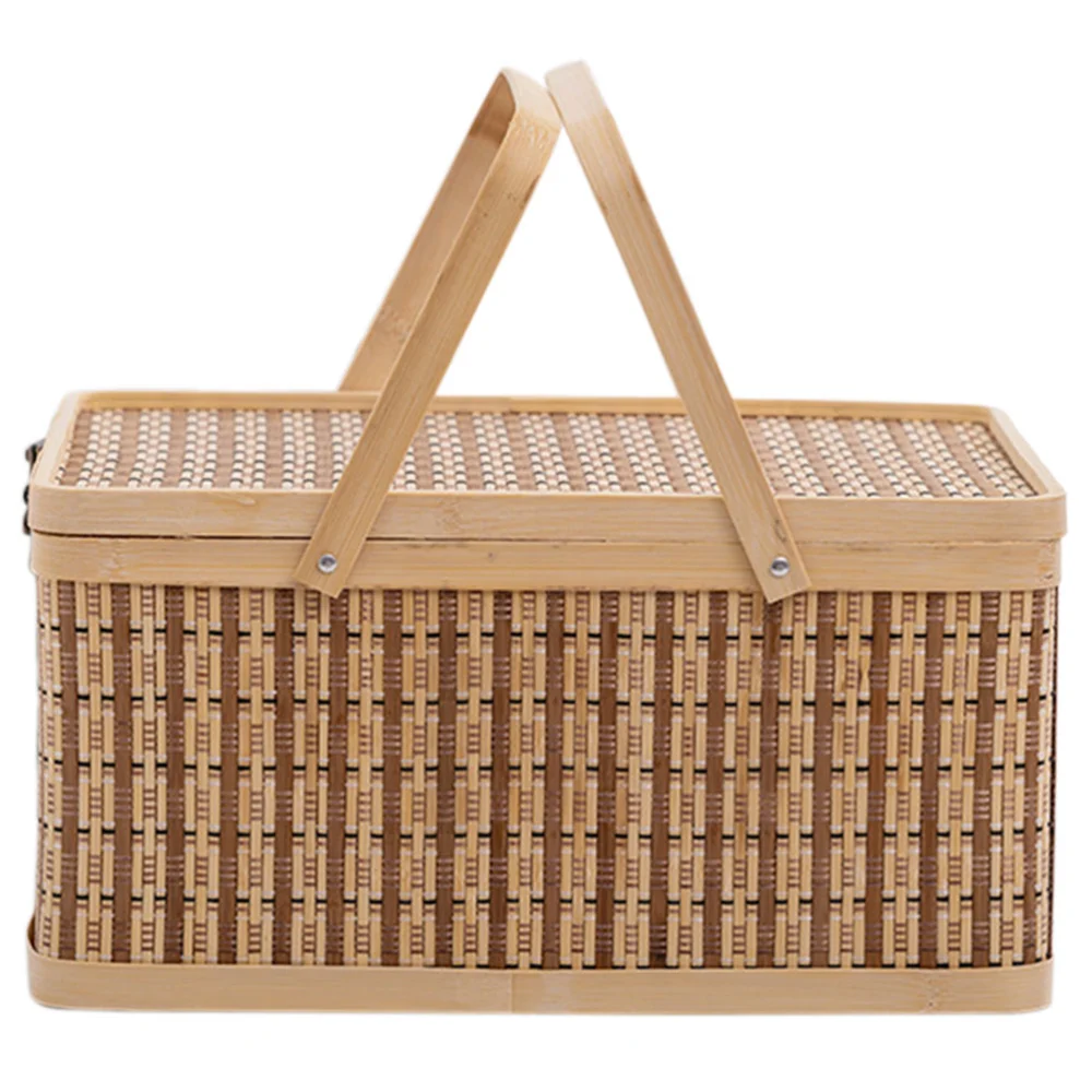 Decorative Bamboo Basket Handle Design Egg Basket Portable Egg Storage Holder Picnic Basket