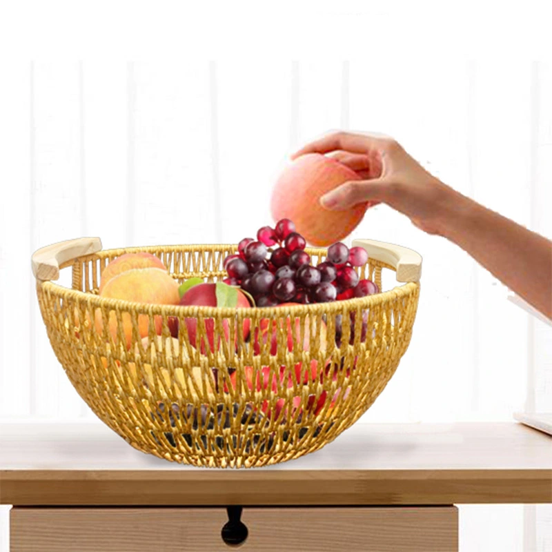 Woven Breads Basket Artificial Rattan Basket Fruit Basket Household Food Serving Holder