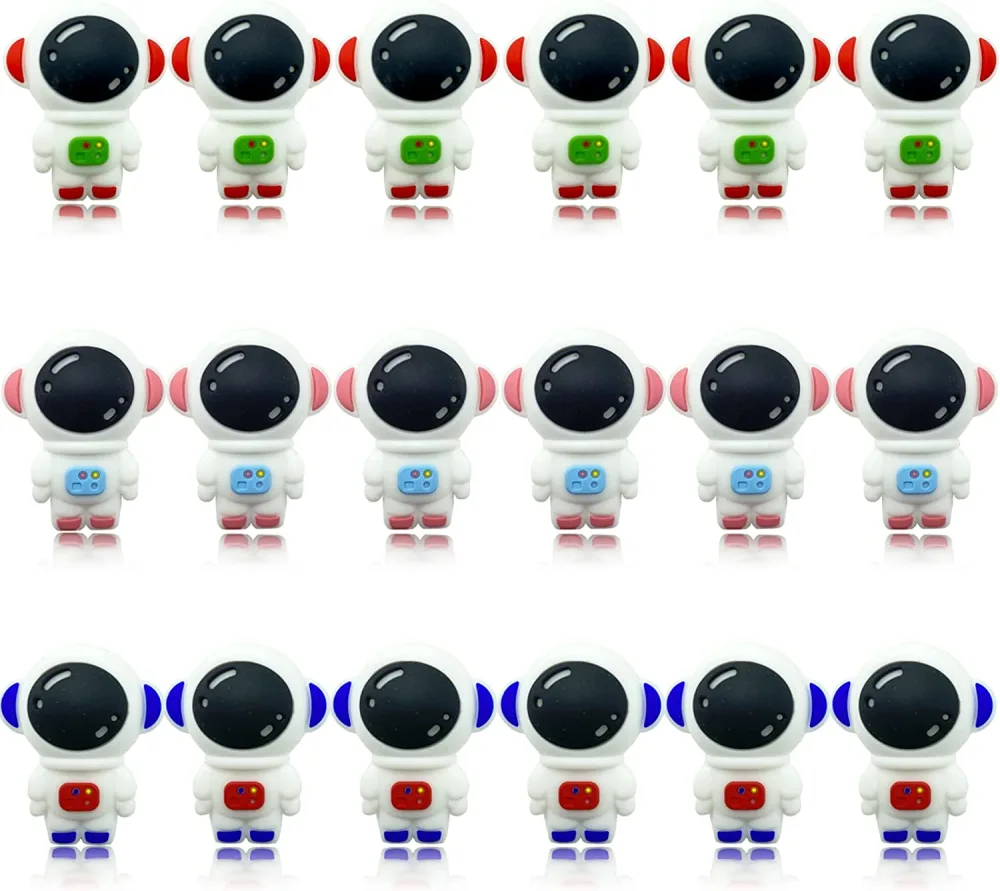 20Pcs Astronaut Silicone Beads Novelty Loose Beads Jewelry DIY Silicone Beads Crafts Silicone Beads