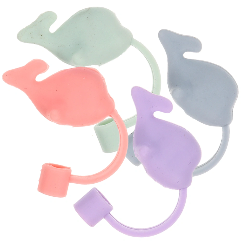 4pcs Whale Shape Straw Covers Caps Silicone Straw Covers Straw Protectors