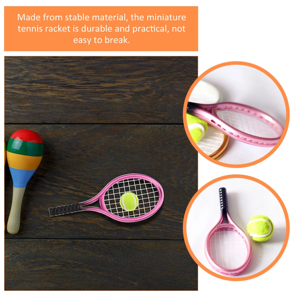 4 Sets of Tennis Racket Decors Photography Props Mini Tennis Rackets Toys Miniature Tennis Sets